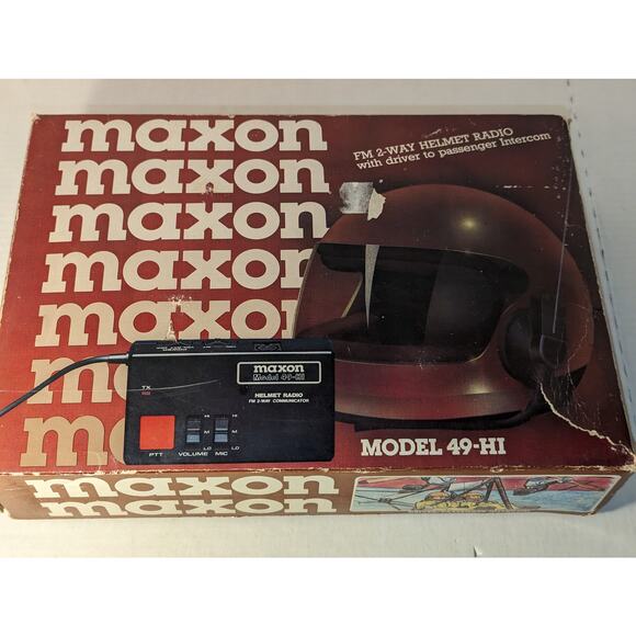 Vintage Maxon FM 2 Way Helmet Radio Driver Passenger Intercom 49-Hi Never Used - Picture 11 of 12